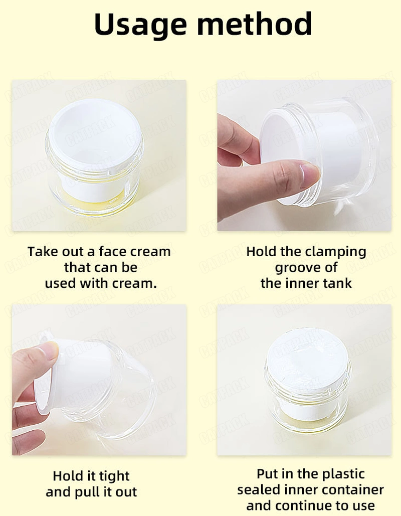 Replaceable Refillable Empty 50g 100g 8oz Acrylic Labels Face Cream Jar Cosmetic Nail Powder Container