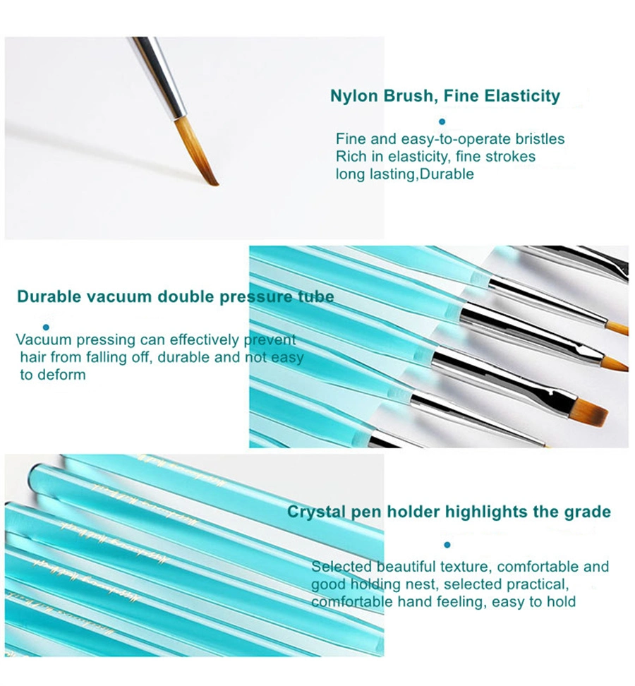 Wholesale New Nail Art Brush Ocean Blue Rod Pull Hook Crystal Pen Light Therapy Nail Pen