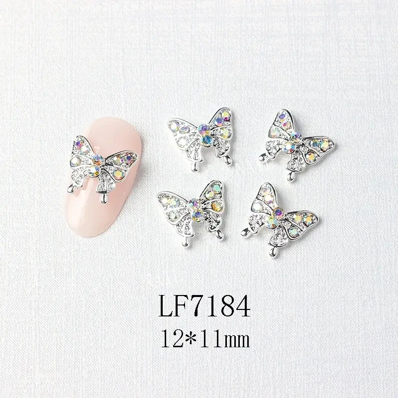Alloy Nail Art Butterfly Ornament Gold Silver Glitter 3D Flying Butterfly Jewelry Nail Charm Decoration