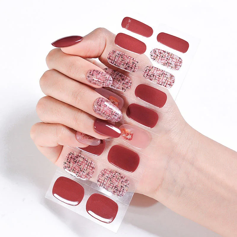 Gel Real 100% 3D Permanent Nail Wraps Polish Strips UV Kawai Gel Warps Semi Cured Nail Sticker