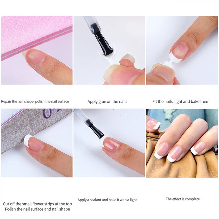500PCS/Bag French Nails Small French Half Cover Nail Art Tips Natural Edge Form False Nail Tips Press on Nails with Crescent