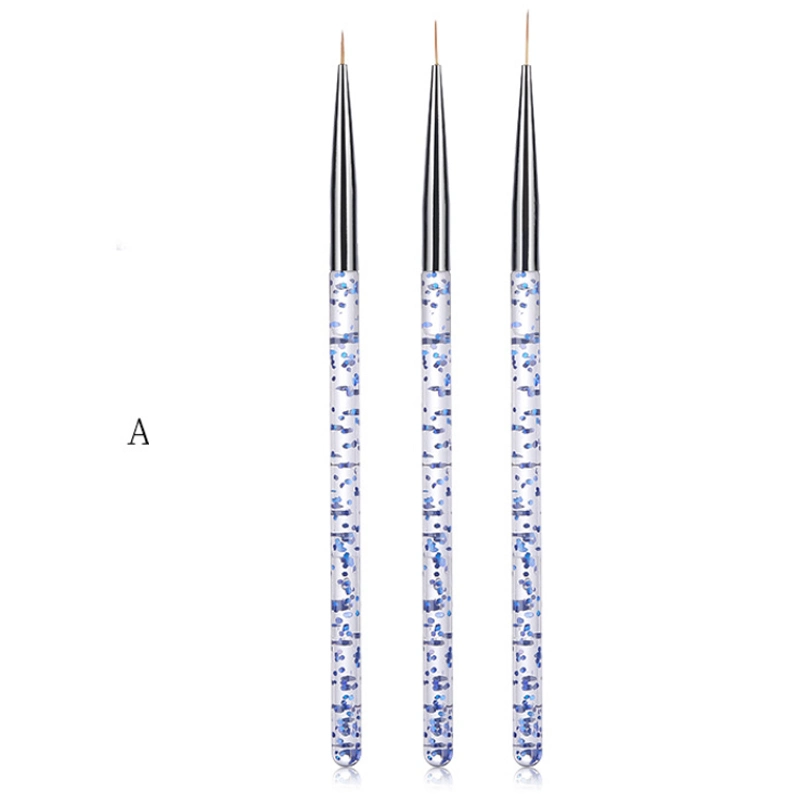 3PCS/Set Acrylic French Stripe Nail Art Liner Brush Set 3D Tips Manicure Ultra-Thin Line Drawing Pen