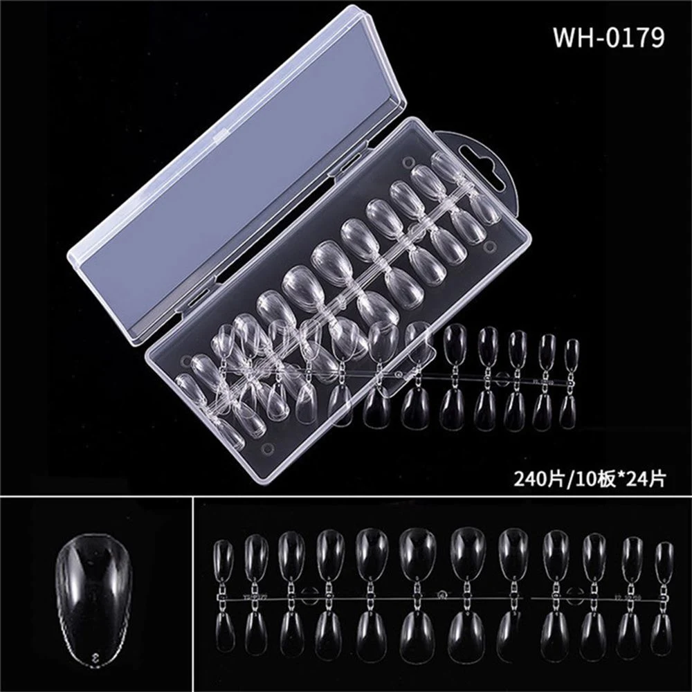 10 Style Fold Seamless False Full Cover Extension Pointed Almond Acrylic Nail Tips for Manicure Salon