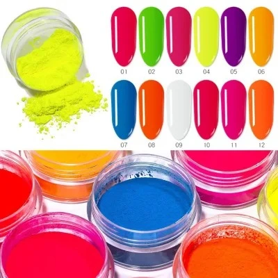 Dust Fluorescence Nail Glitter Flakes Pigment DIP Powder Nail Polish UV Gel Colorful Nail Decorations