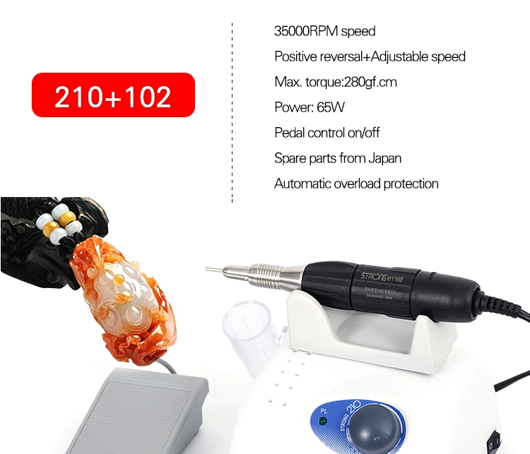 65W Strong Series Micro Motor Nail Drill Machine 35000rpm Professional Nail Drill Handpiece 210 102