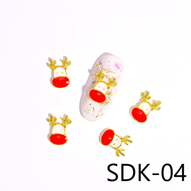 Metal 3D Snowflakes Glitters Nail Art Studs Xmas Scok Reindeer Christmas Charms Decoration for Acrylic Nail