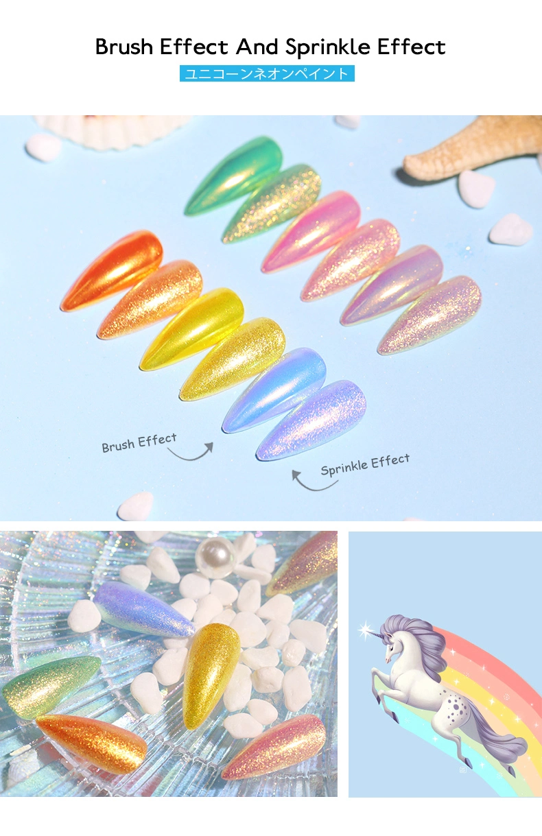 Rainbow Chameleon Effect with Different Base Color Nail Paint Mermaid Pigment Unicorn Aurora Powder