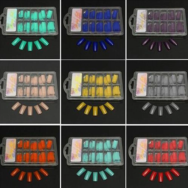 Many Colors 0-10 Size Square French Acrylic False Nail Tips