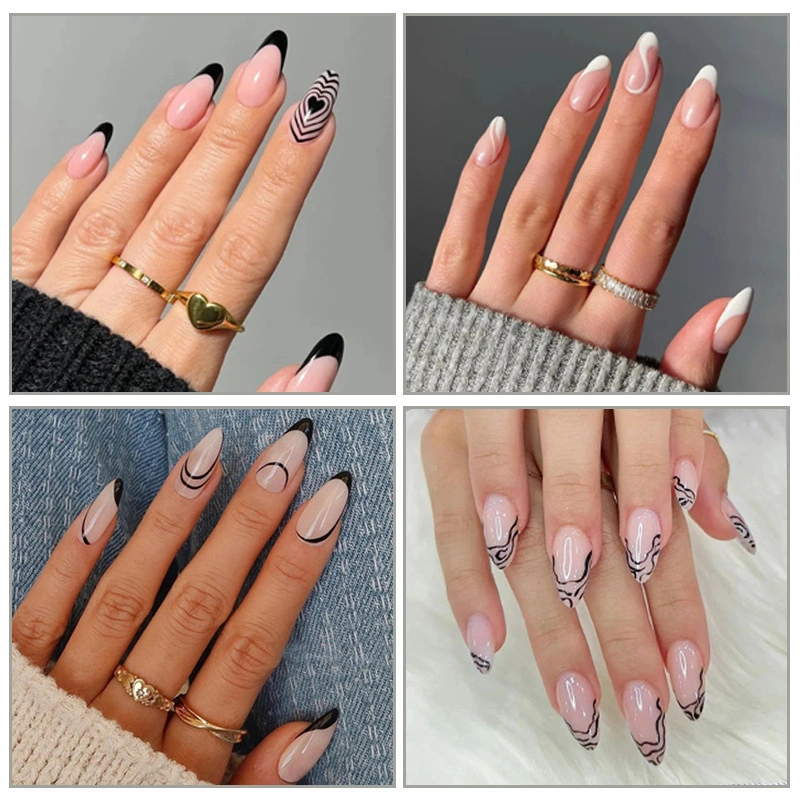 Artificial Fingernails Wearable Nail Tips 24 PCS False Nail Tips Designed Press on Nails