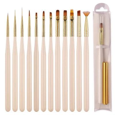 Customize Professional Acrylic Nail Lines Liner Pen Painting Builder UV Gel Nail Brush Luxury