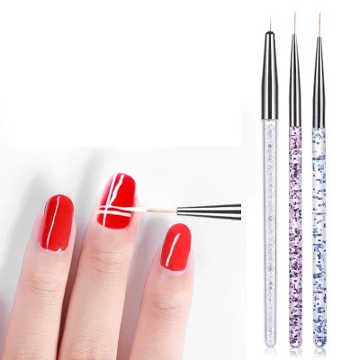 3PCS/Set Acrylic French Stripe Nail Art Liner Brush Set 3D Tips Manicure Ultra