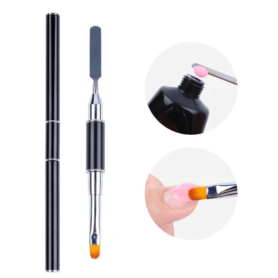 Double Head Nail Art Painting Brush Acrylic UV Gel Extension Drawing Design Pen with Spatula Stick